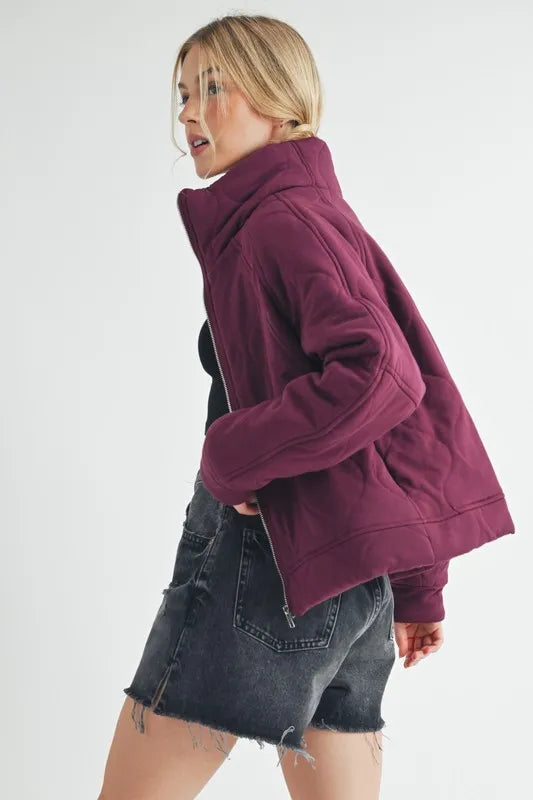 Aemi+Co Zip Up Raglan Sleeve Quilted Jacket
