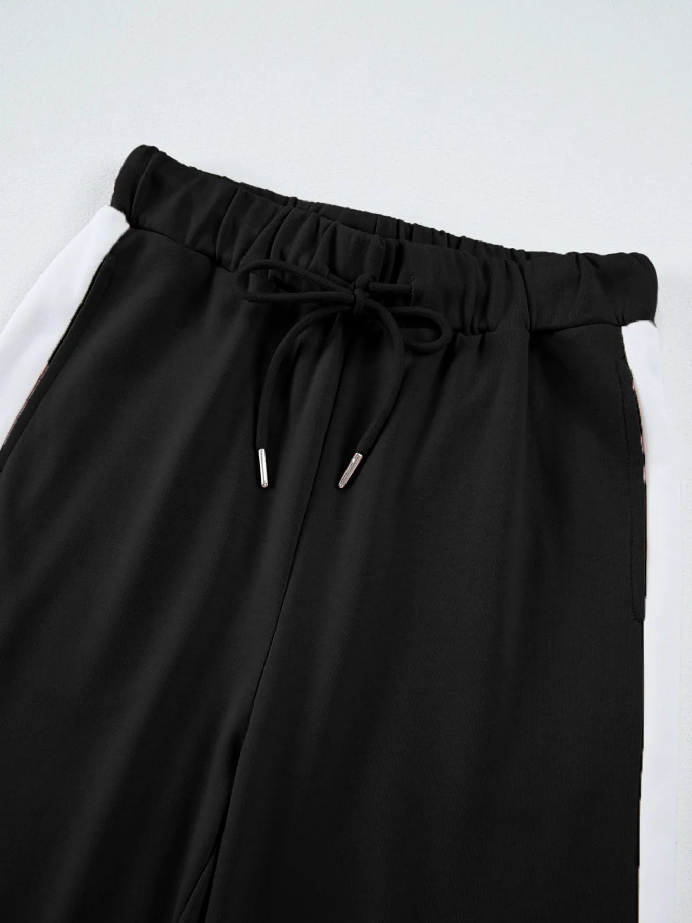 Daverri Fashions black drawstring pants with silver accents