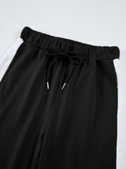 Daverri Fashions black drawstring pants with silver accents