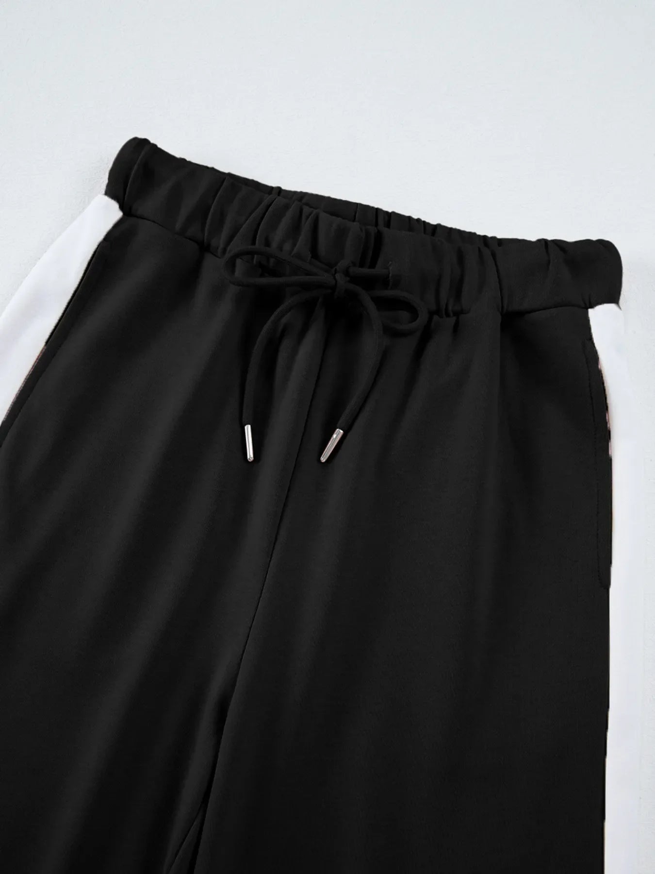 Daverri Fashions black drawstring pants with silver accents