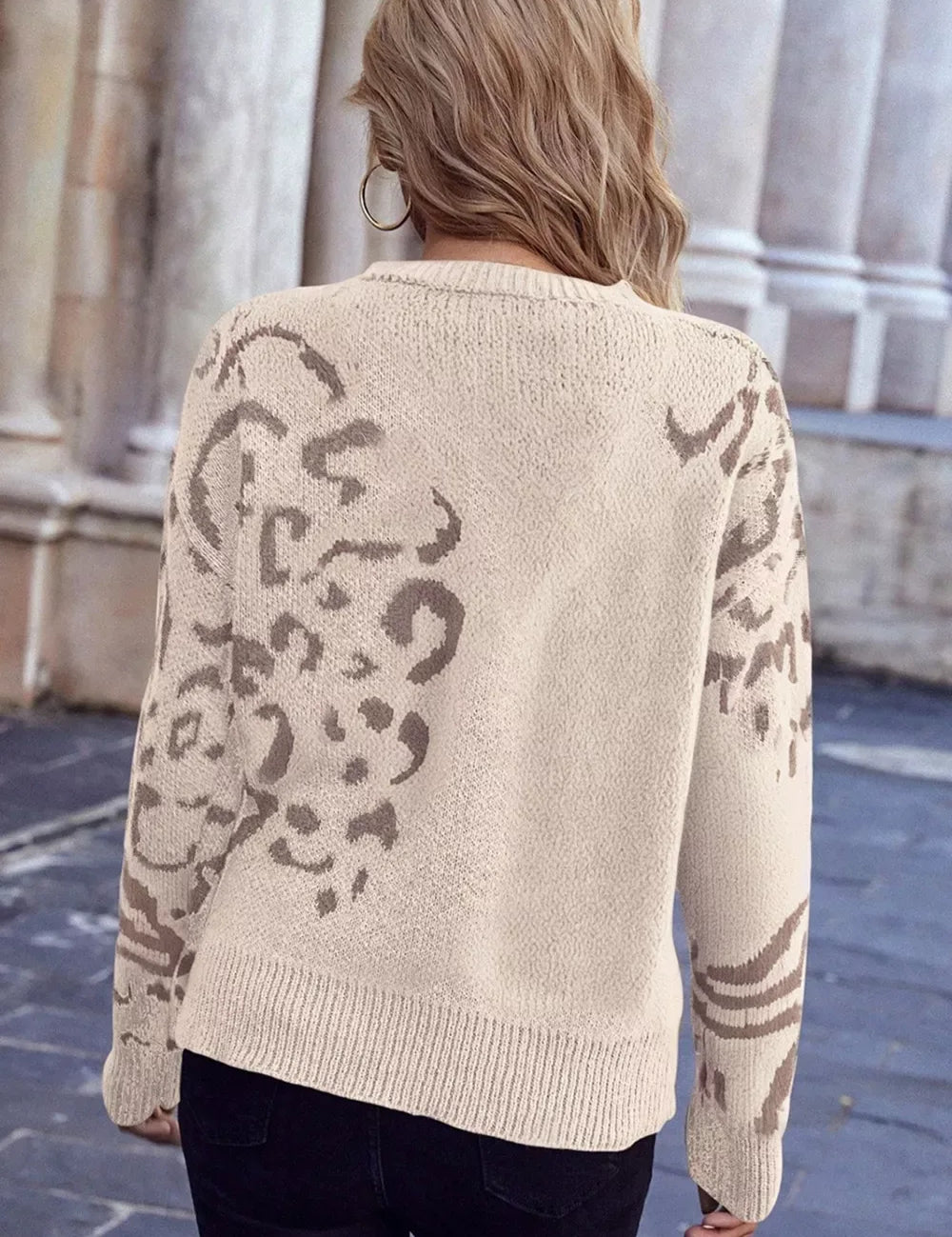 Daverri Fashions Leopard Relaxed Fit Sweater - DAVERRI FASHIONS