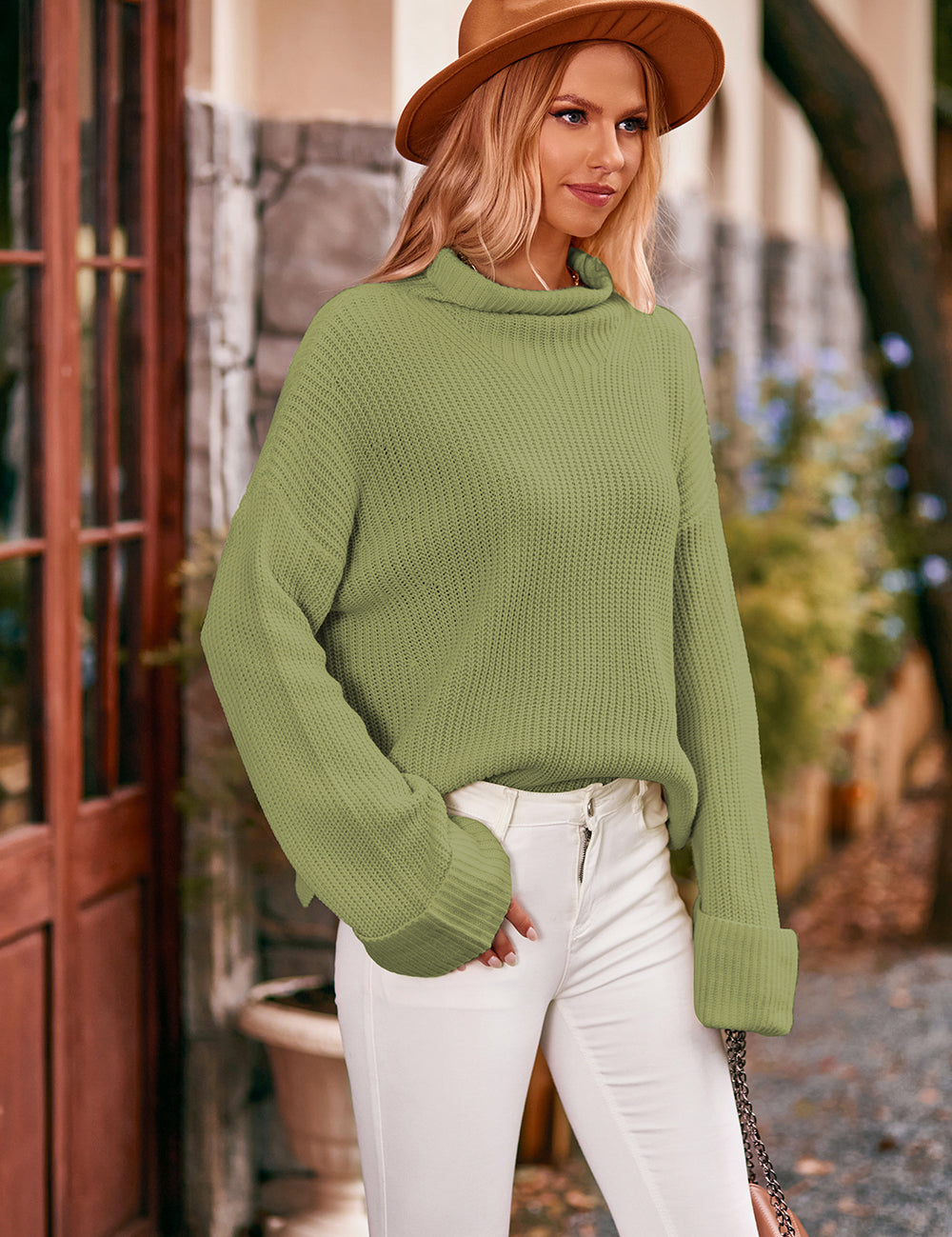 Mock Neck Drop Shoulder Sweater | Sweaters Daverri Fashions