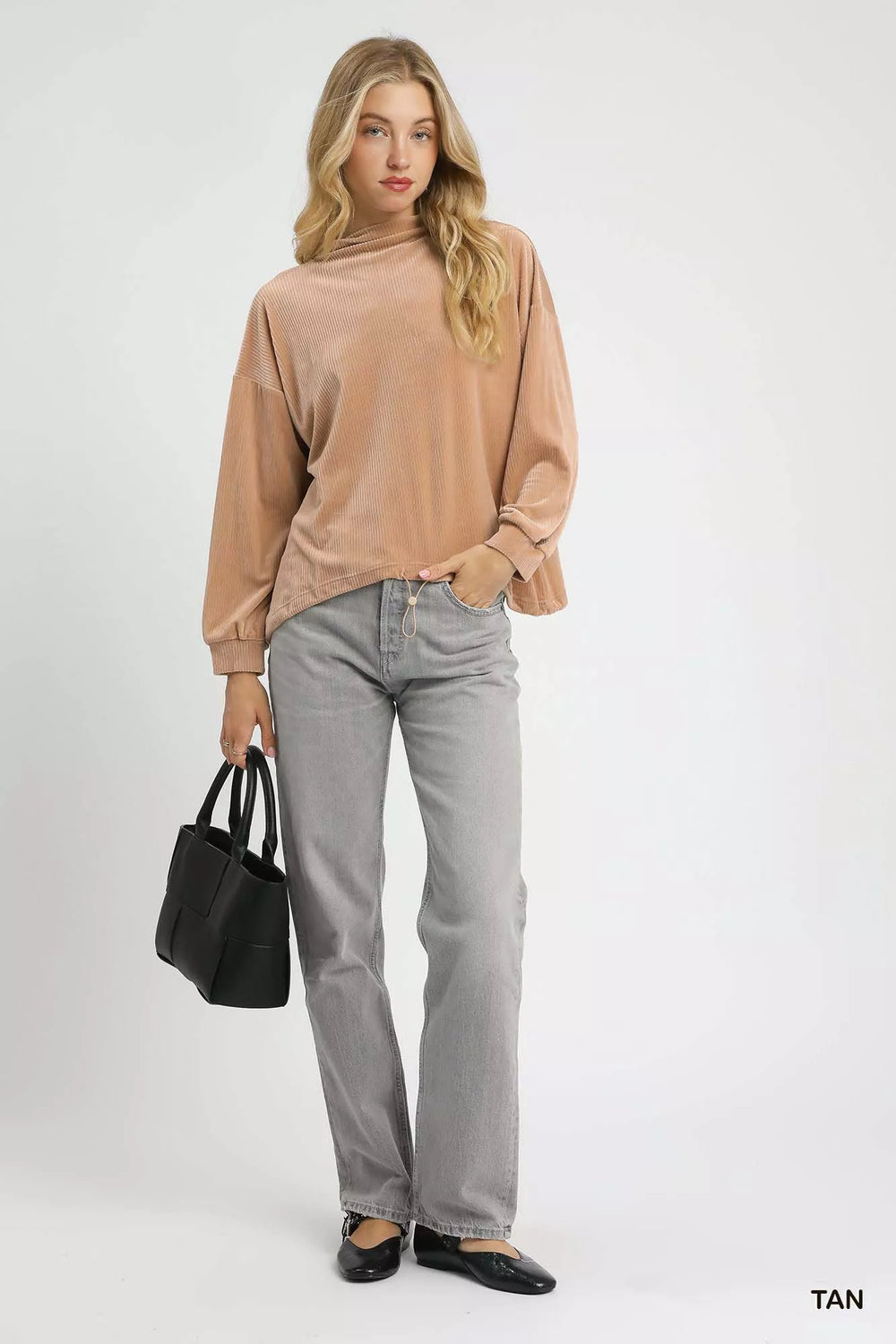 Umgee Ribbed Drawstring Hem Knit Top | Daverri Fashions