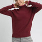 Umgee Ribbed Round Neck Sweater with Ruffle Contrast Trim - DAVERRI FASHIONS