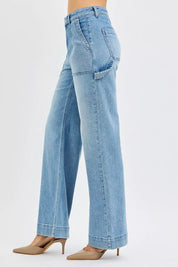 RISEN Full Size High Rise Straight Leg Jeans with Front Pockets Plus Size | Jeans Daverri Fashions