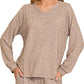 Zenana Soft Melange Long Sleeve Tee & Pants Set - DAVERRI FASHIONS