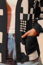 SO ME Checkered Open Front Cardigan with Pockets | Cardigans Daverri Fashions