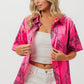 BiBi Leopard Print Short Sleeve Silky Satin Shirt Top Shirts