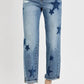 RISEN Full Size Mid Rise Boyfriend Star Shadow Detail Cuffed Jeans - DAVERRI FASHIONS