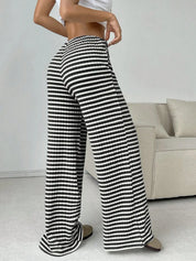 Striped Wide Leg Drawstring Pants | Loungewear Pants Daverri Fashions