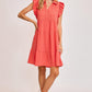 Umgee Johnny Collar Ruffle Cap Sleeve Tiered Dress Knee Length Dresses