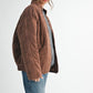 Brown quilted velvet Dixie Jacket with classic collar and elastic cuffs