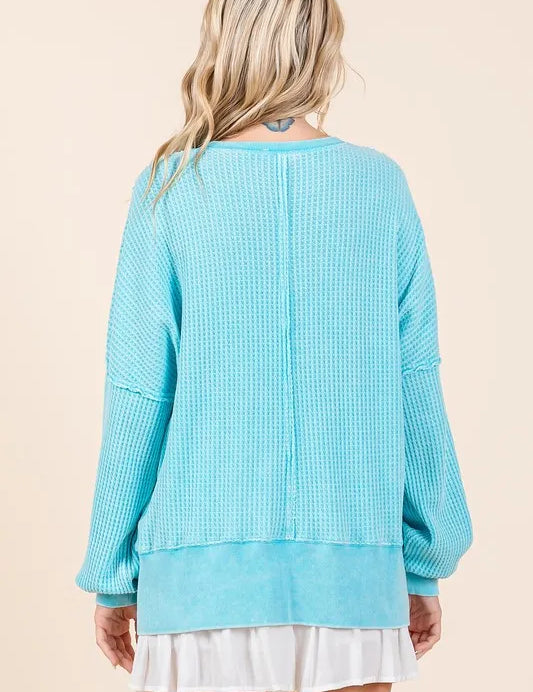Mittoshop Mineral Wash Waffle Long Sleeve Sweatshirt | Sweatshirts Daverri Fashions