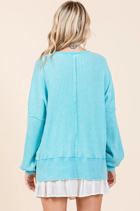 Mittoshop Mineral Wash Waffle Long Sleeve Sweatshirt Sweatshirts