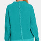 Exposed Seam Long Sleeve Teal Mock Sweater Sweaters