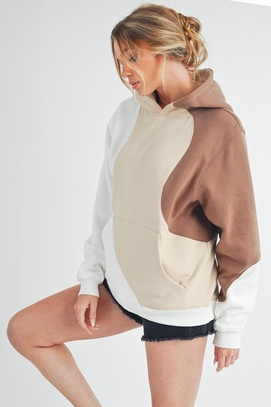 Aemi + Co Color Block Hoodie with Kangaroo Pocket Hoodies