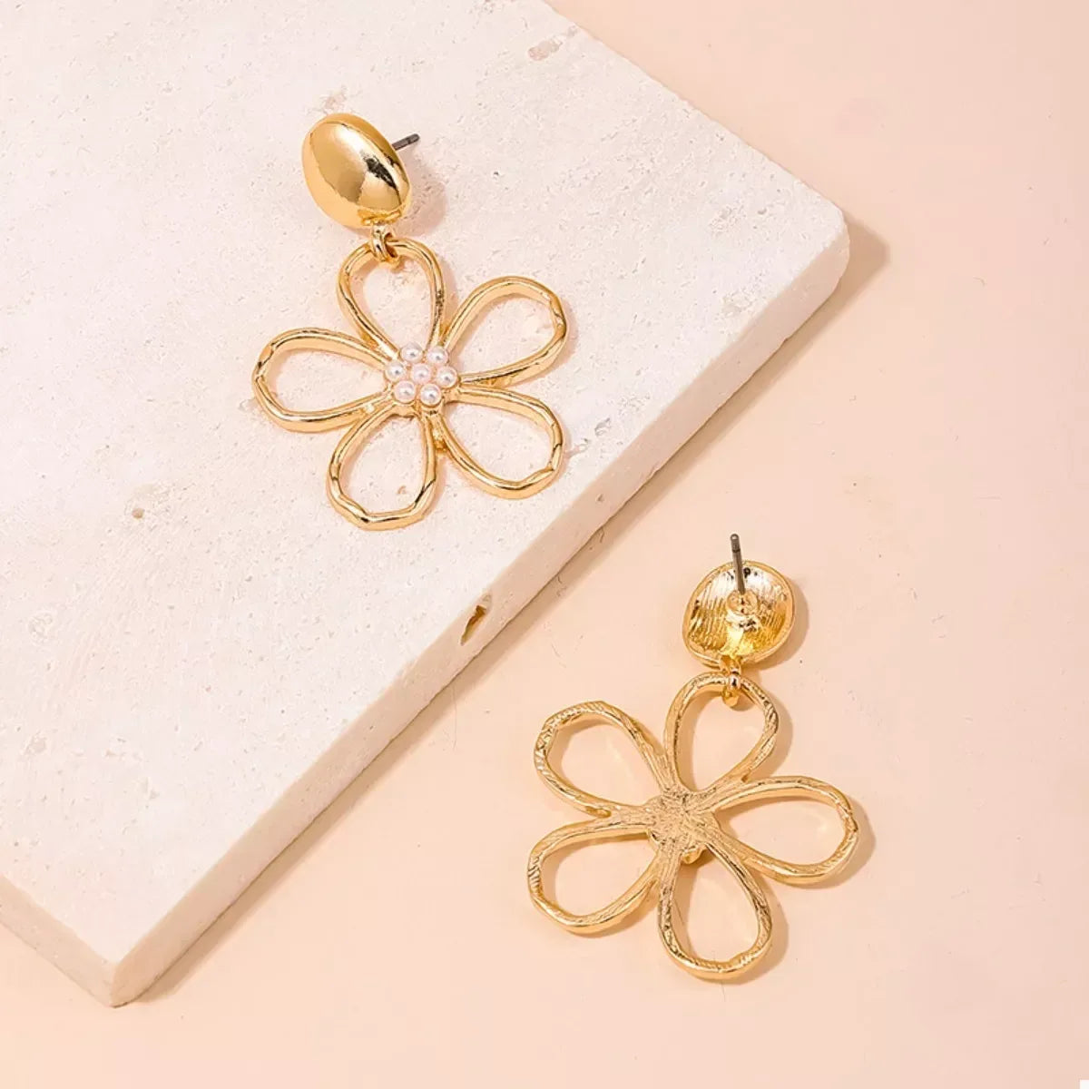 Alloy Flower Drop Earrings - DAVERRI FASHIONS