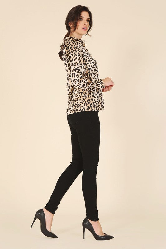 Satin Leopard Print Blouse Blouses