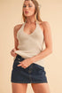 Aemi + Co Ribbed Halter Neck Cami Pearl S Cami Tops
