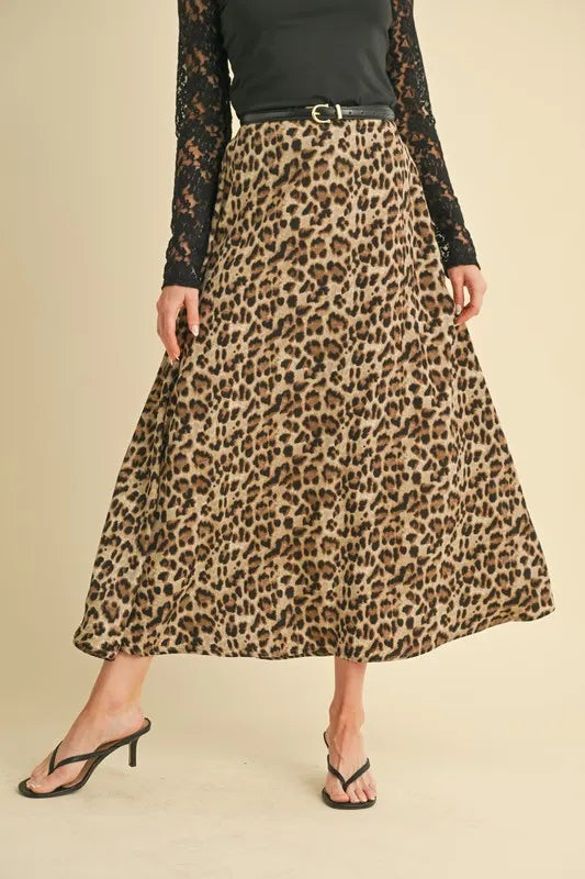 Aemi+Co Leopard Midi Skirt
