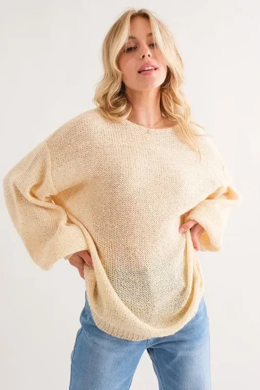 And The Why Sequined Light Weight Pullover Sweater - DAVERRI FASHIONS