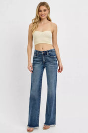 RISEN Full Size Tummy Control High Rise Long Straight Jeans Plus Size | Jeans Daverri Fashions