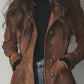 Daverri Fashions Brown Button Up Long Sleeve Coat - DAVERRI FASHIONS