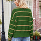 Striped Johnny Collar Sweater - DAVERRI FASHIONS