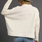 Umgee V-Neck Sweater with Wide Trim Detail - DAVERRI FASHIONS