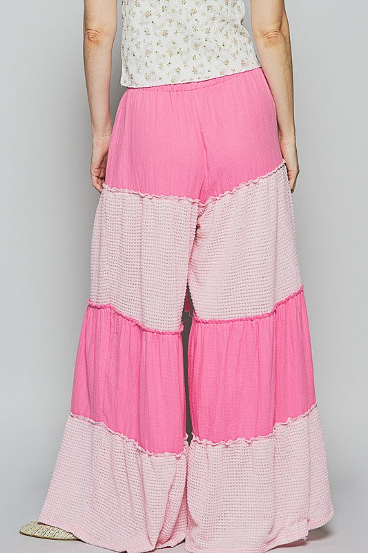 POL Hot Pink Two Tone Drawstring Wide Leg Pants Pants