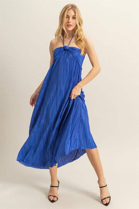 HYFVE Knotted Detail Halter Neck Flowy Maxi Dress