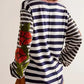 Striped Round Neck Long Sleeve Sweatshirt - DAVERRI FASHIONS