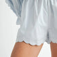 MABLE Long Sleeve Scallop Blouse and Shorts Set Outfit Sets