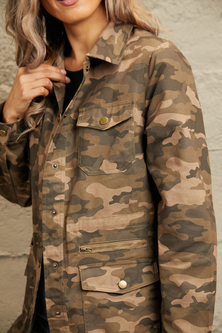 Camouflage Snap Down Jacket | Jackets Daverri Fashions