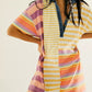 Striped Oversized Half Button Shirt Dress - DAVERRI FASHIONS