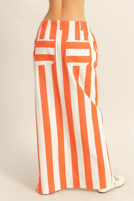 HYFVE Striped Pocket Detail Maxi Skirt