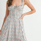 MABLE Floral Print Bustier Back Lace Up Midi Dress