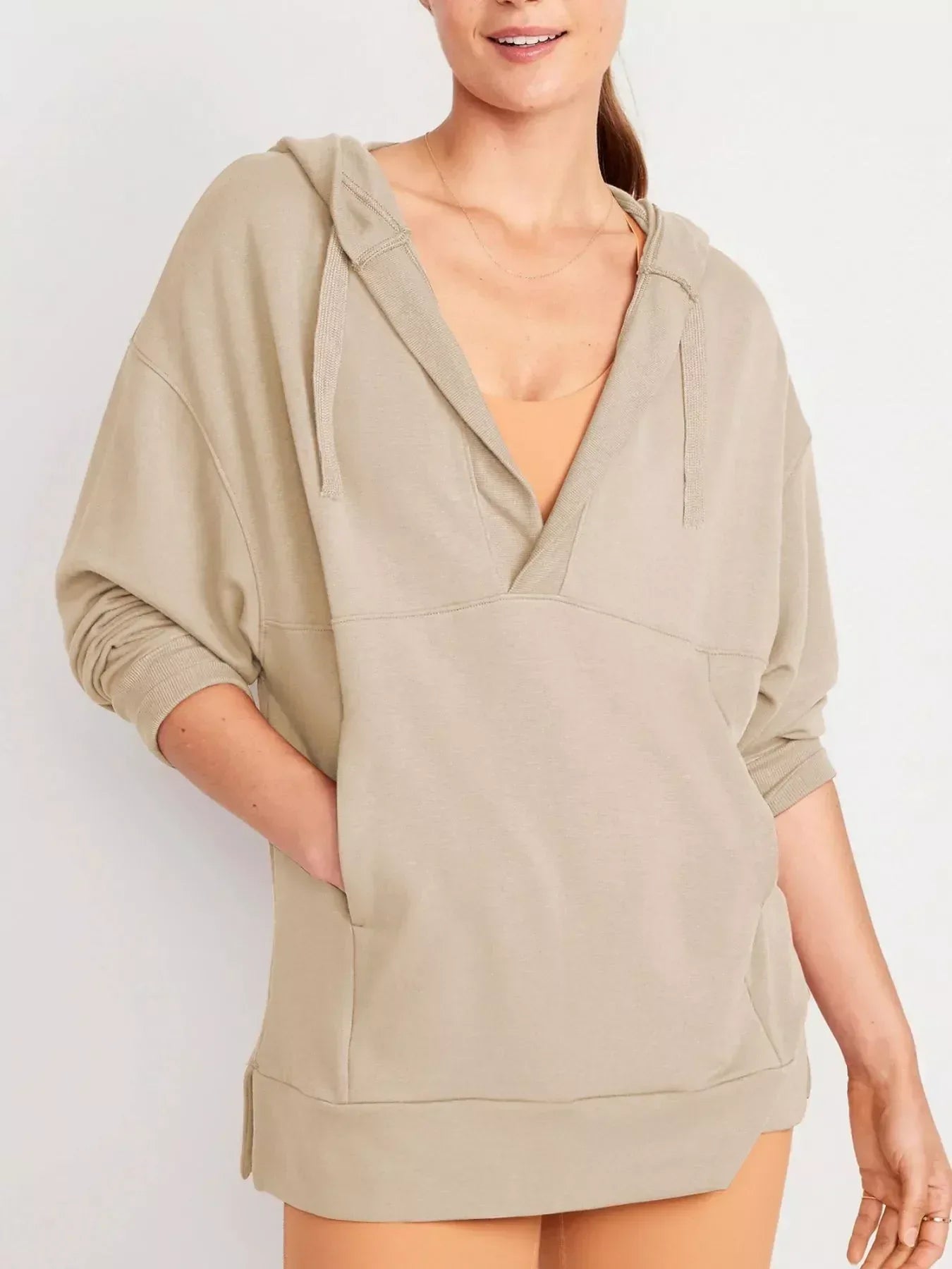 Drawstring Kangaroo Pocket Long Sleeve Hoodie - DAVERRI FASHIONS