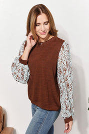 And The Why Full Size Foil Printed Sleeve Top | Tops Daverri Fashions