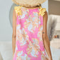 BiBi Printed V Neck Ruffled Tank Tank Tops