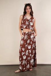 Chocolate VERY J Printed Resort Midi Skirt | Skirts Daverri Fashions