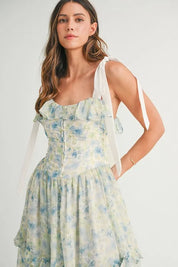 MABLE Floral Printed Shoulder Strap Midi Dress | Daverri Fashions