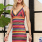 ADORA Contrast Striped V-Neck Mini Dress Mini Dresses