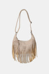 Suede Fringe Adjustable Strap Shoulder Bag - DAVERRI FASHIONS