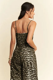 Davi & Dani Leopard Spaghetti Straps Wide Leg Jumpsuit | Jumpsuits Daverri Fashions