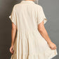 Umgee Full Size Raw Hem Folded Sleeve Tiered Dress Plus Size
