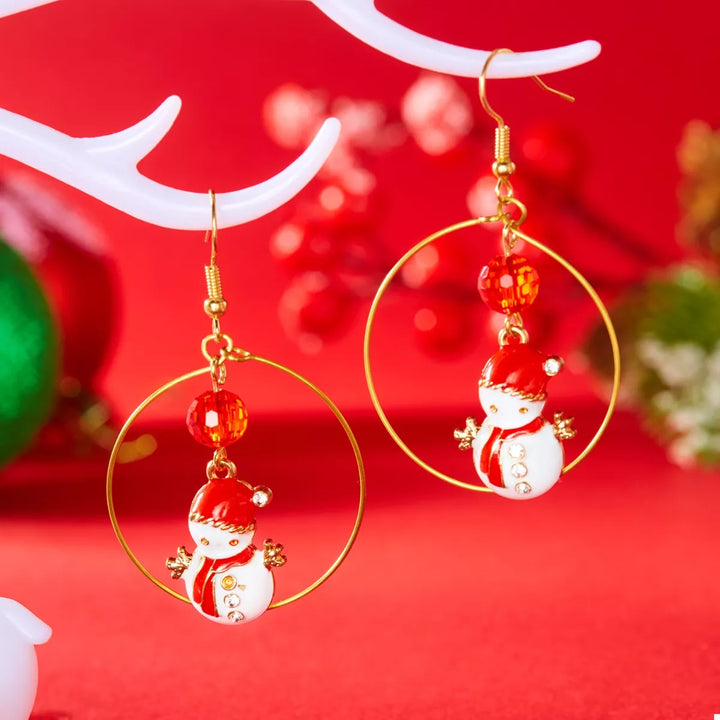 18K Gold-Plated Snowman Christmas Holiday Earrings | Earrings Daverri Fashions