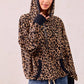 BiBi Leopard Print Waffle Half Zip Up Hoodie W Pocket - DAVERRI FASHIONS