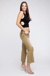 Distressed Vintage Washed Wide Leg Pants Pants