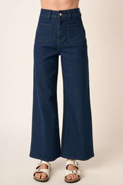 Mittoshop High Waist Wide Leg Jeans Indigo